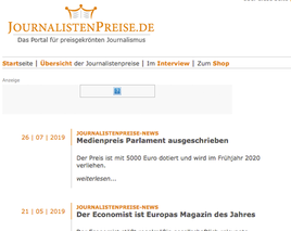 14 Journalistenpreise und 11 Stipendien für Journalisten im September